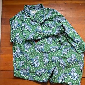 Printfresh Green Tall L and Blue Tiger Print Pajama Set